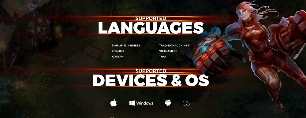 im esports languages and devices
